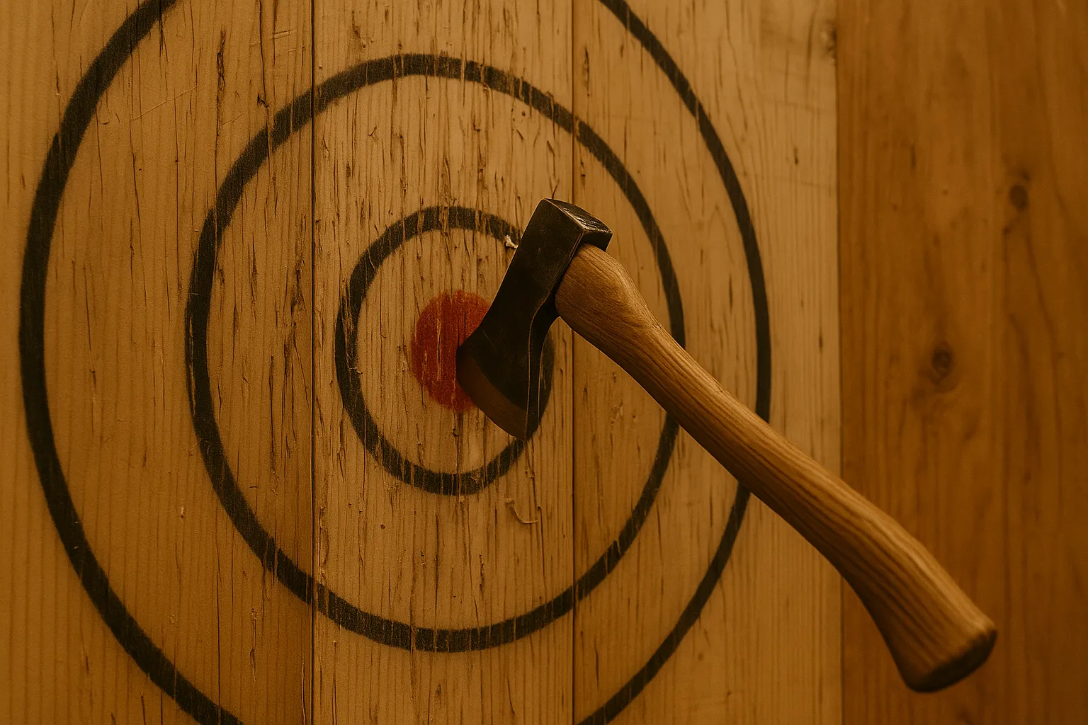 Axe throwing target with bullseye